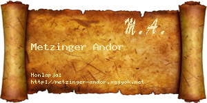 Metzinger Andor névjegykártya